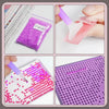 Diamond painting kit featuring purple and pink beads, including a full round drill and portrait design.