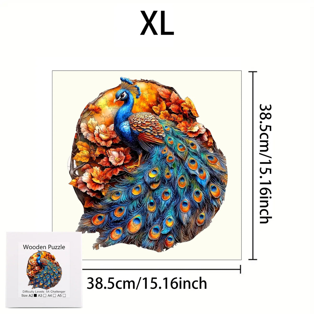 Premium Wooden Jigsaw Puzzle – Villa Peacock Owl Landscape