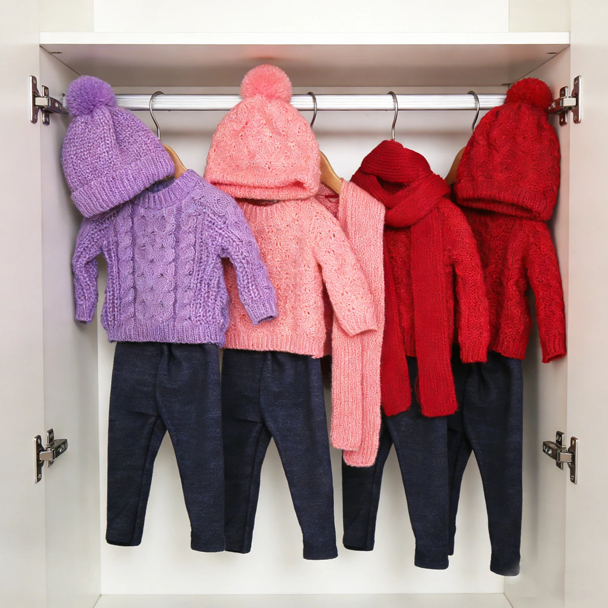 3-Piece Knit Doll Outfit: Sweater, Hat & Pants