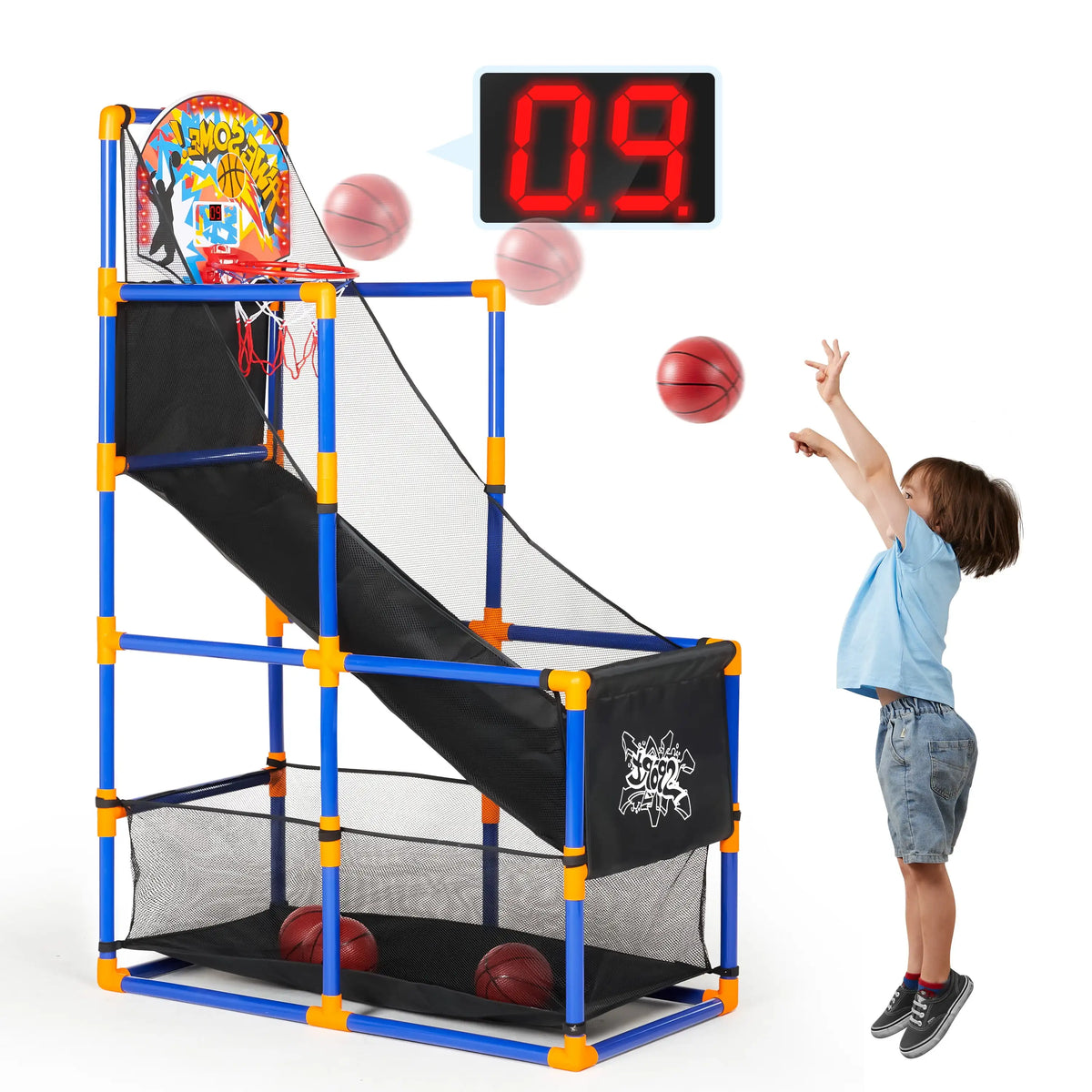 LED Scoreboard Basketball Arcade Game with Adjustable Height