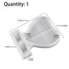 A white silicone mold for resin casting shaped like a heart with various dimensions marked.