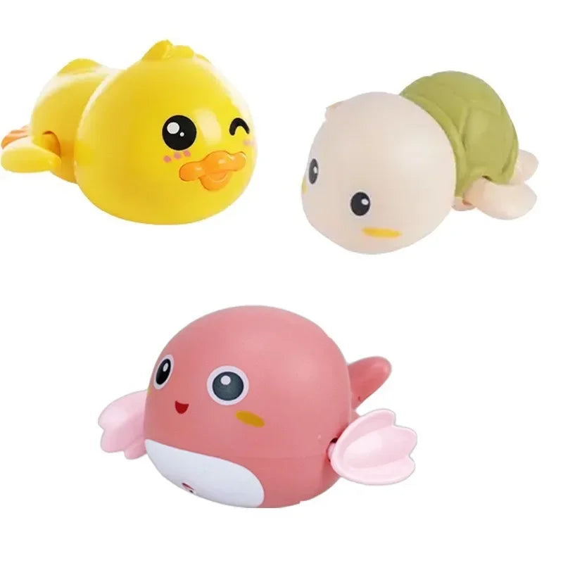 Spring-Powered Bath Toys for Kids – Cute Turtle, Duck, and Whale Water Toys