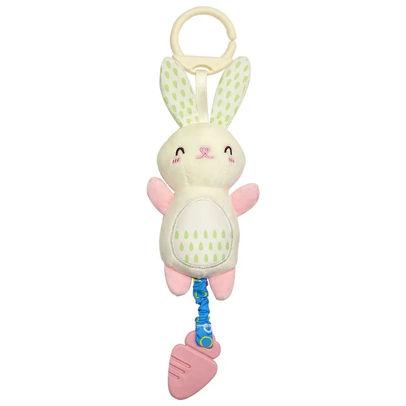 Soft Hanging Baby Rattle with Sensory Cartoon Plush Toy for Stroller and Crib