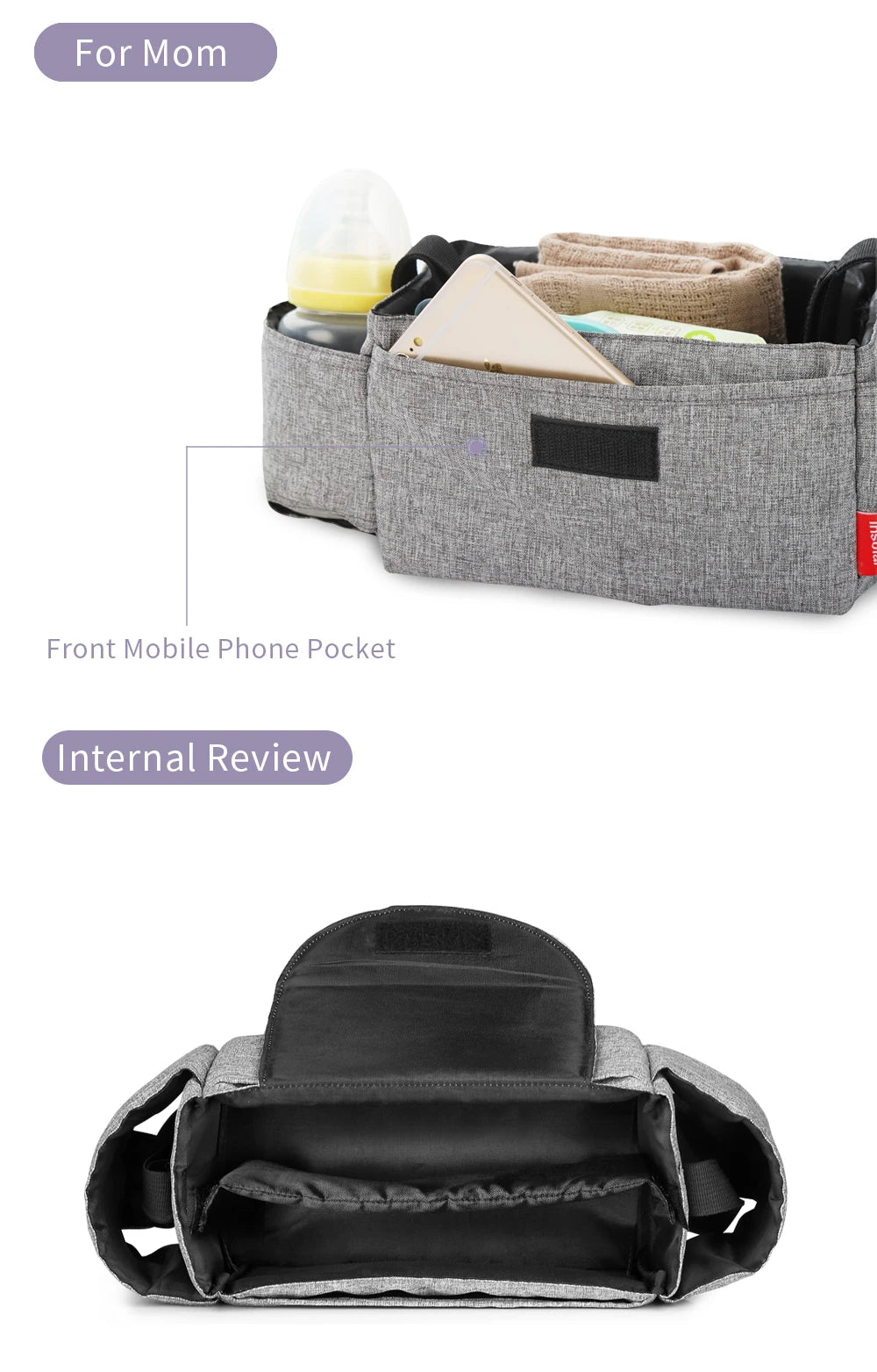 Insulated Diaper Bag with Thermal Bottle Pouch