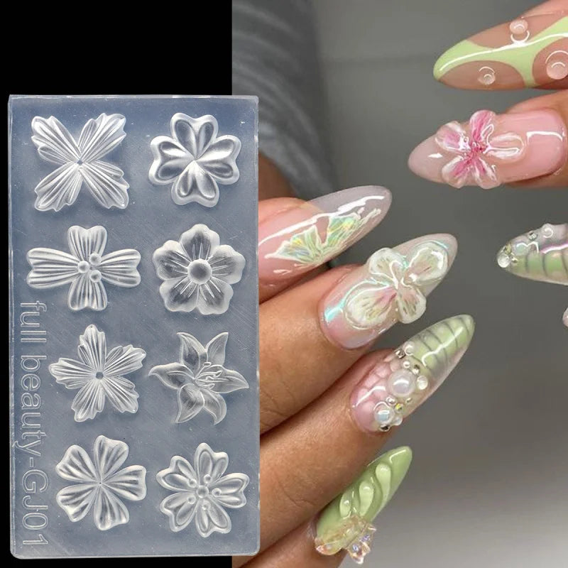 Floral Silicone Nail Art Stencils for 3D Design