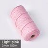 A spool of light pink 3mm cotton macrame cord measuring 100 meters.