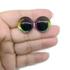 Pair of glitter cartoon safety eyes with black and purple irises for dolls and plush crafts