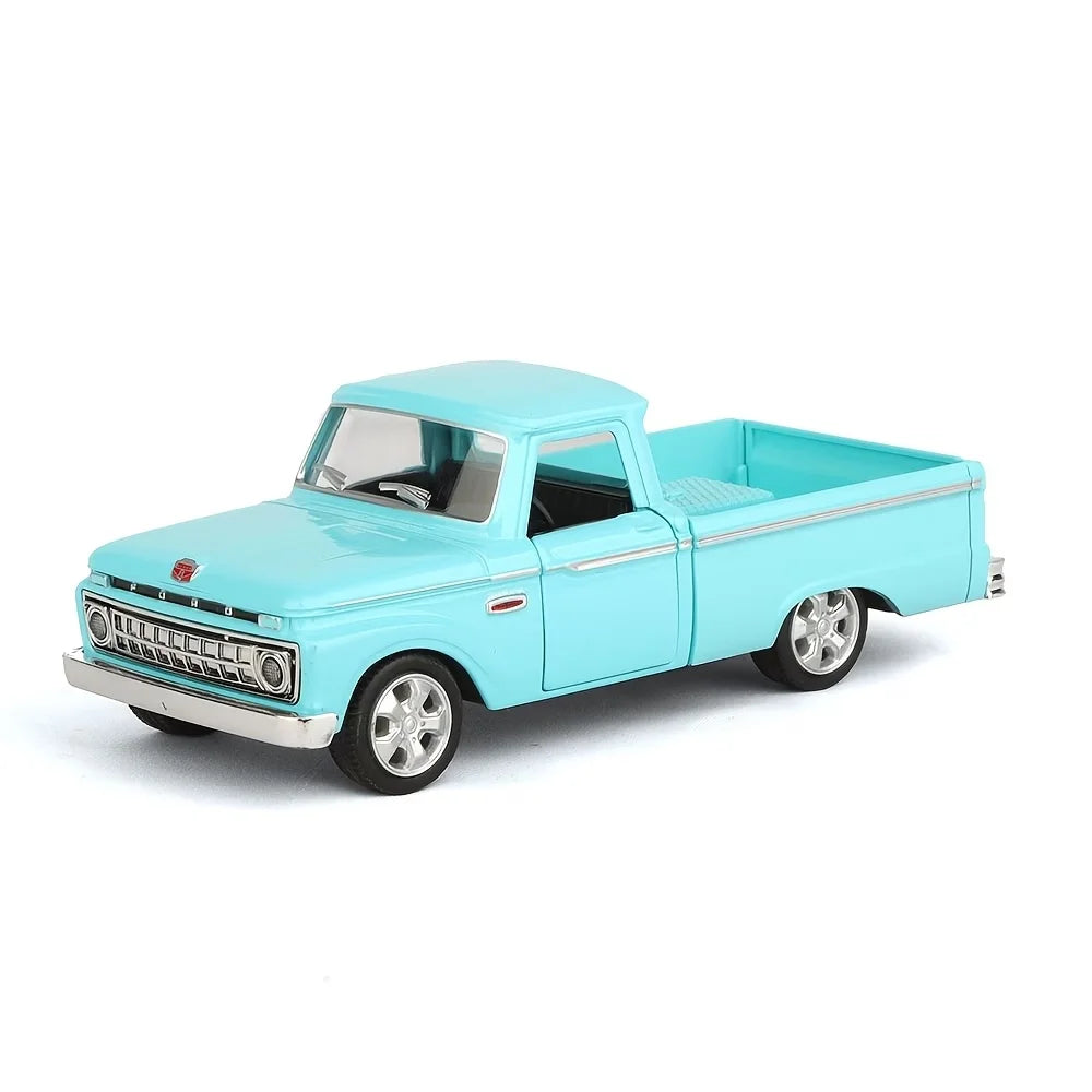Light blue Ford F-100 pickup truck diecast model car in a pull-back toy style