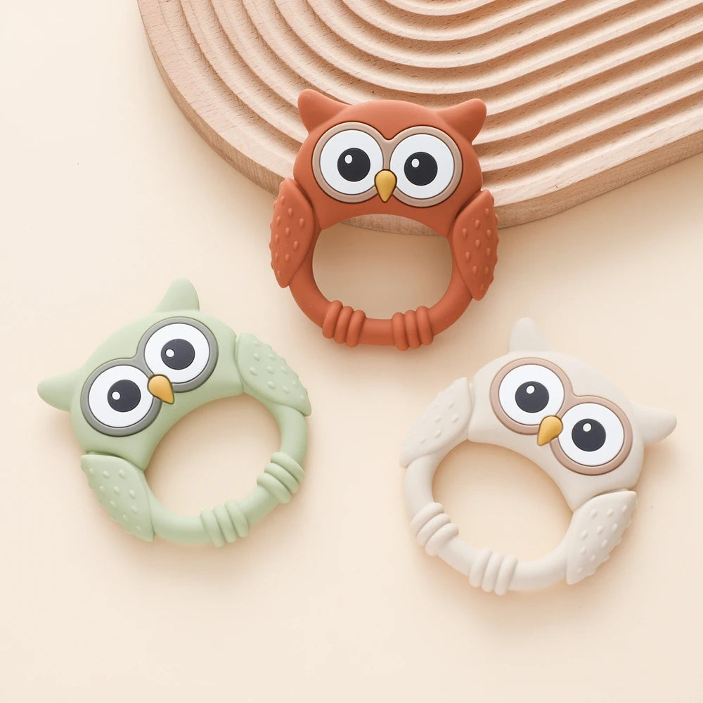 Owl Silicone Baby Teether with Rattle