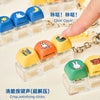 A hand is shown pressing a yellow keycap pendant onto a clear plastic base, demonstrating a crisp clicking sound.