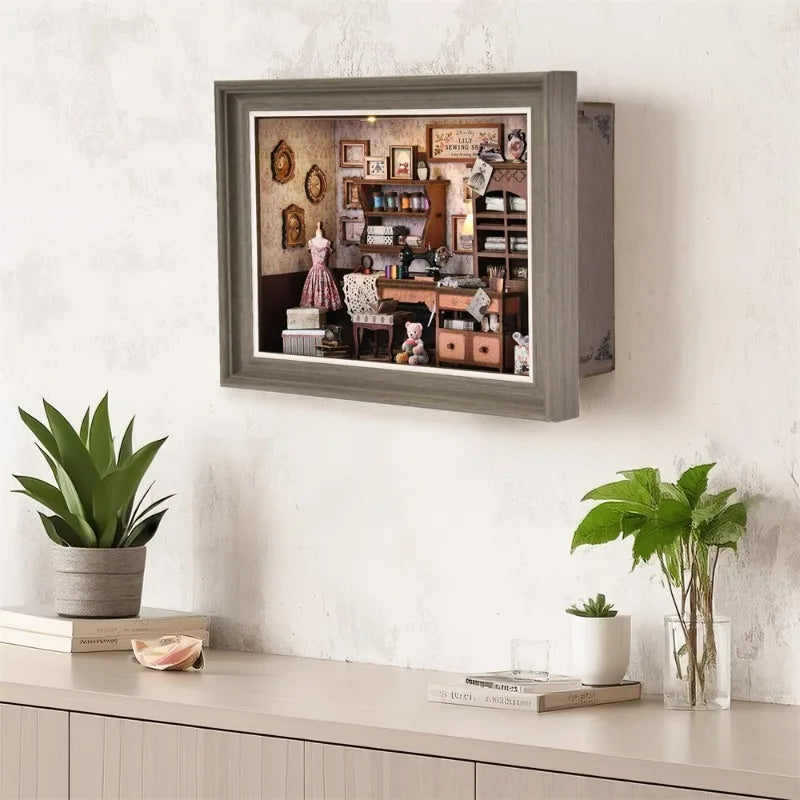 DIY Miniature Book Nook Kit - Retro Wooden Dollhouse Shelf Decor