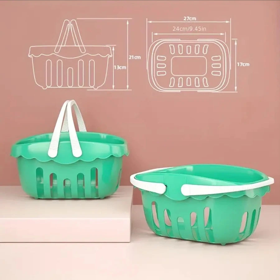 Pretend Play Food Cutting Set with Storage Basket for Kids
