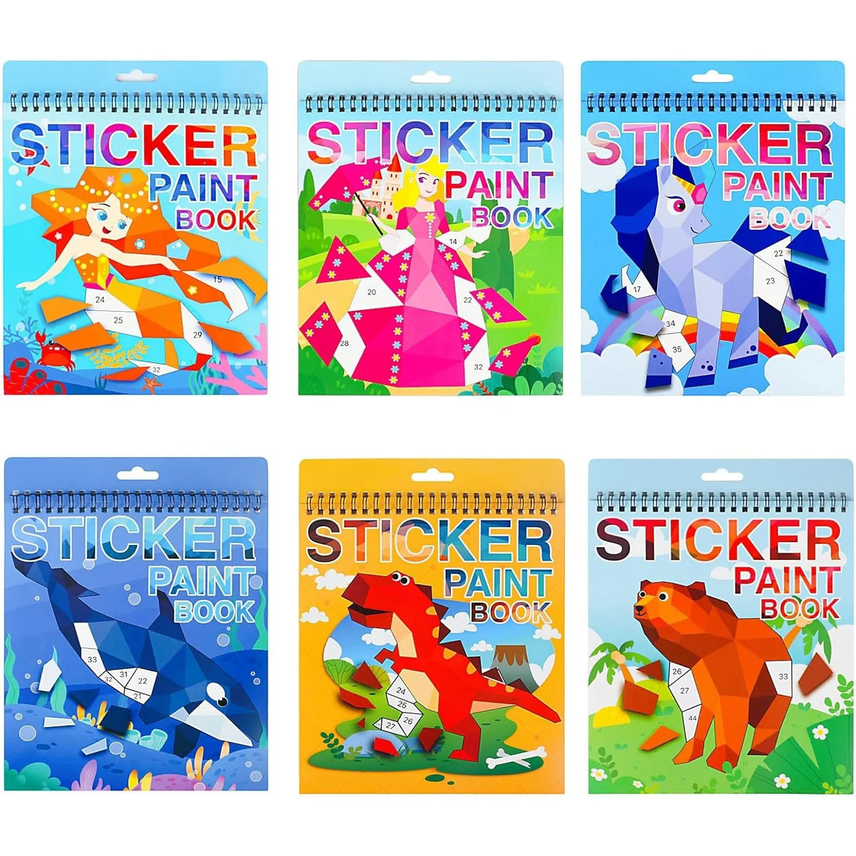 Animal Sticker by Number Book for Kids – 7 Pictures
