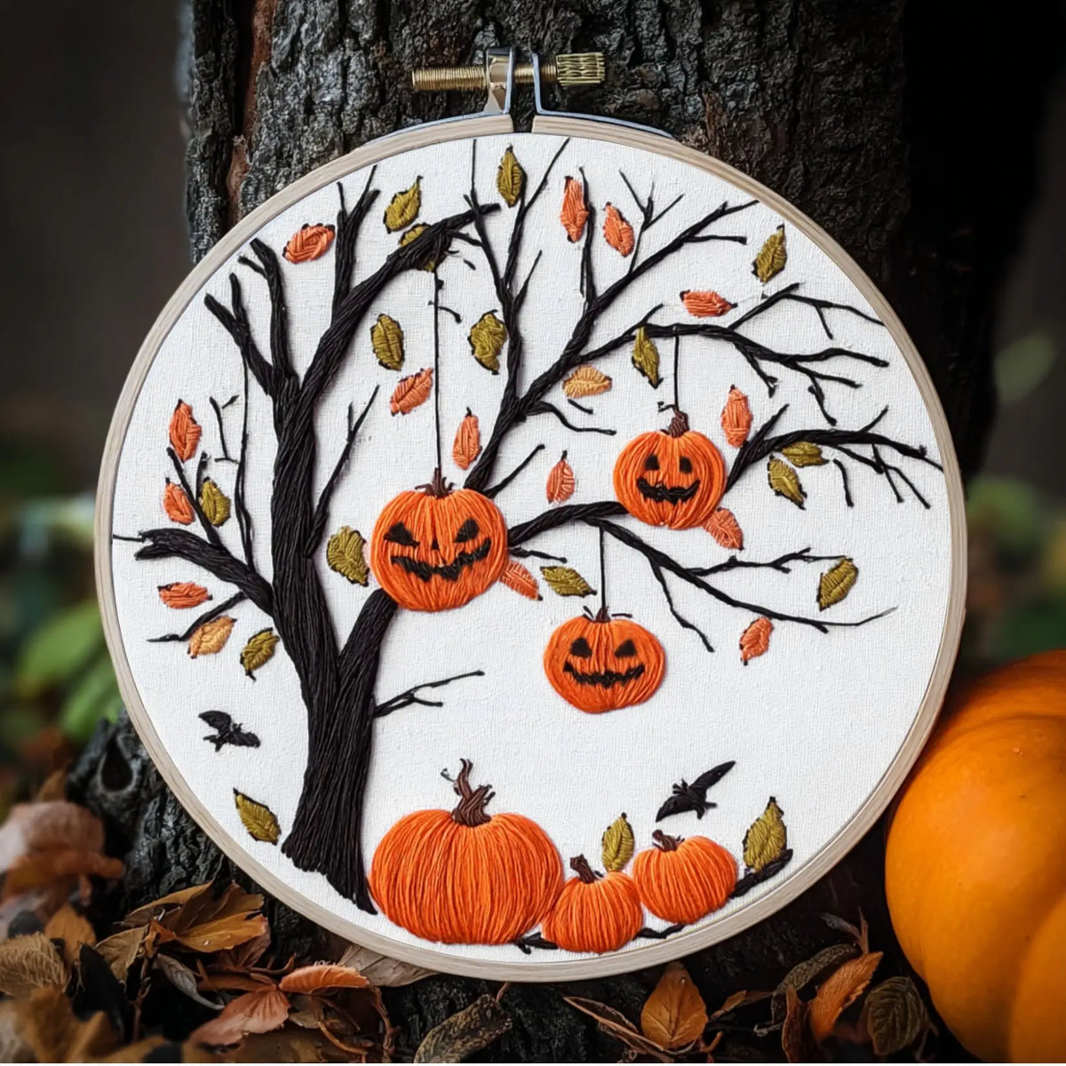 Fall Harvest Pumpkin Embroidery Kit for Adults