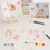 A collection of watercolor painting pages featuring summer fairy tale and forest animal designs.