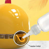 A yellow compact automatic egg incubator is shown with a water inlet visible through the transparent window.