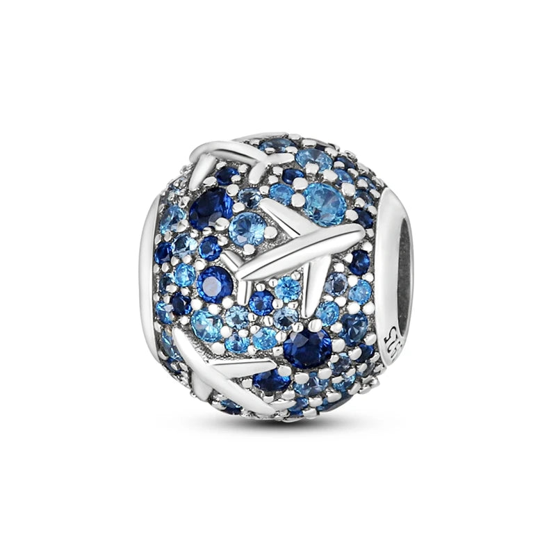 Sterling Silver Travel Charm Bead for Bracelets and Necklaces