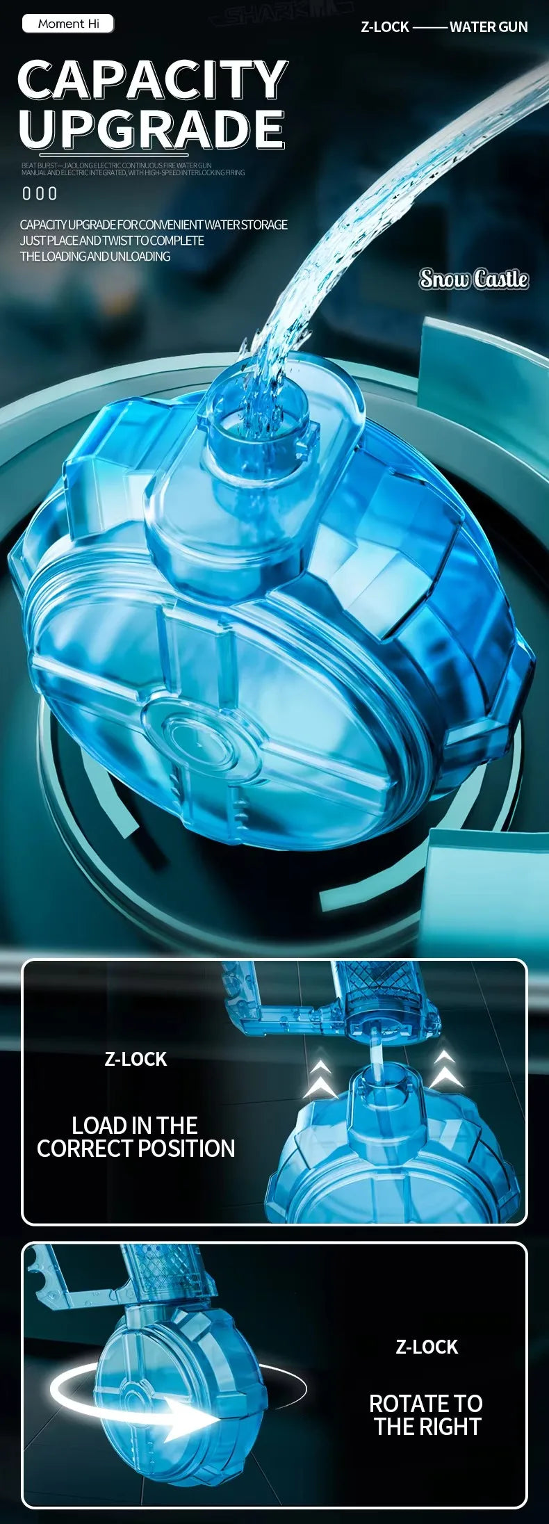 Electric Water Gun with Long-Range Shooting and Light Effects