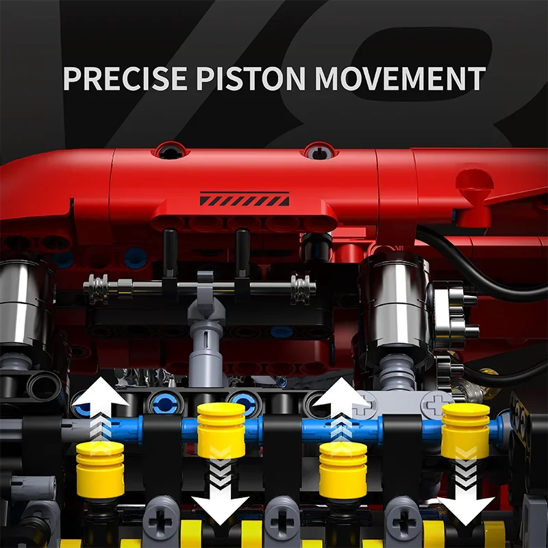 V8 Engine Model Building Blocks Set with Electric Motor