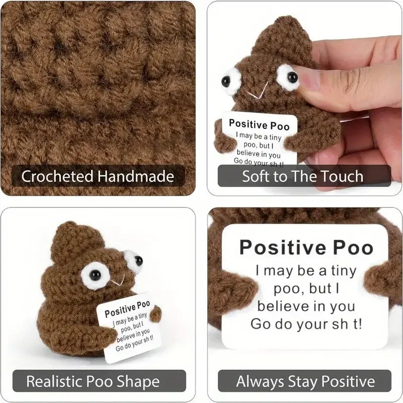 Handmade Crochet Emotional Support Poo Doll with Card