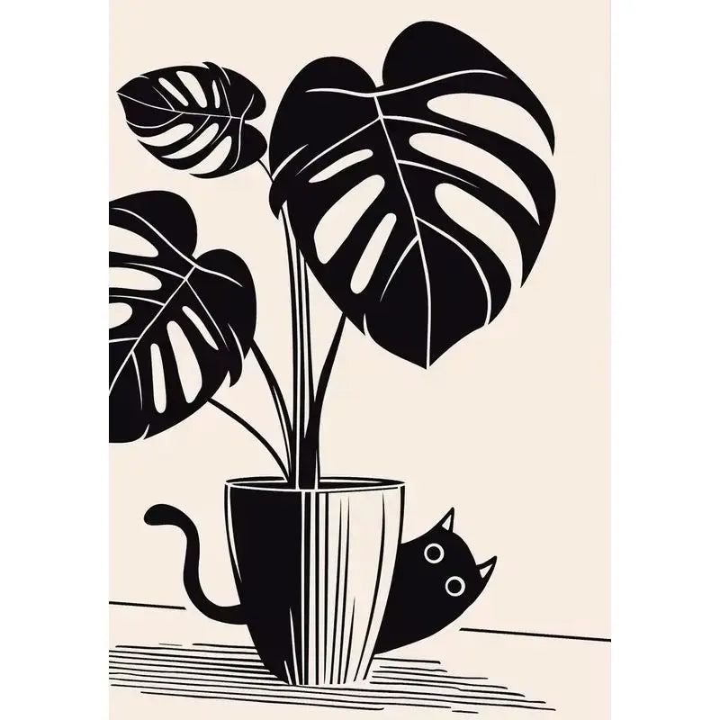 Black Cat & Plant Paint by Numbers Kit