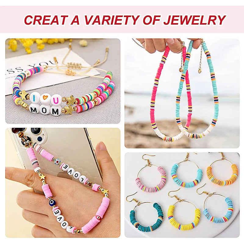 Rainbow Polymer Clay Bead Kit for DIY Jewelry Making