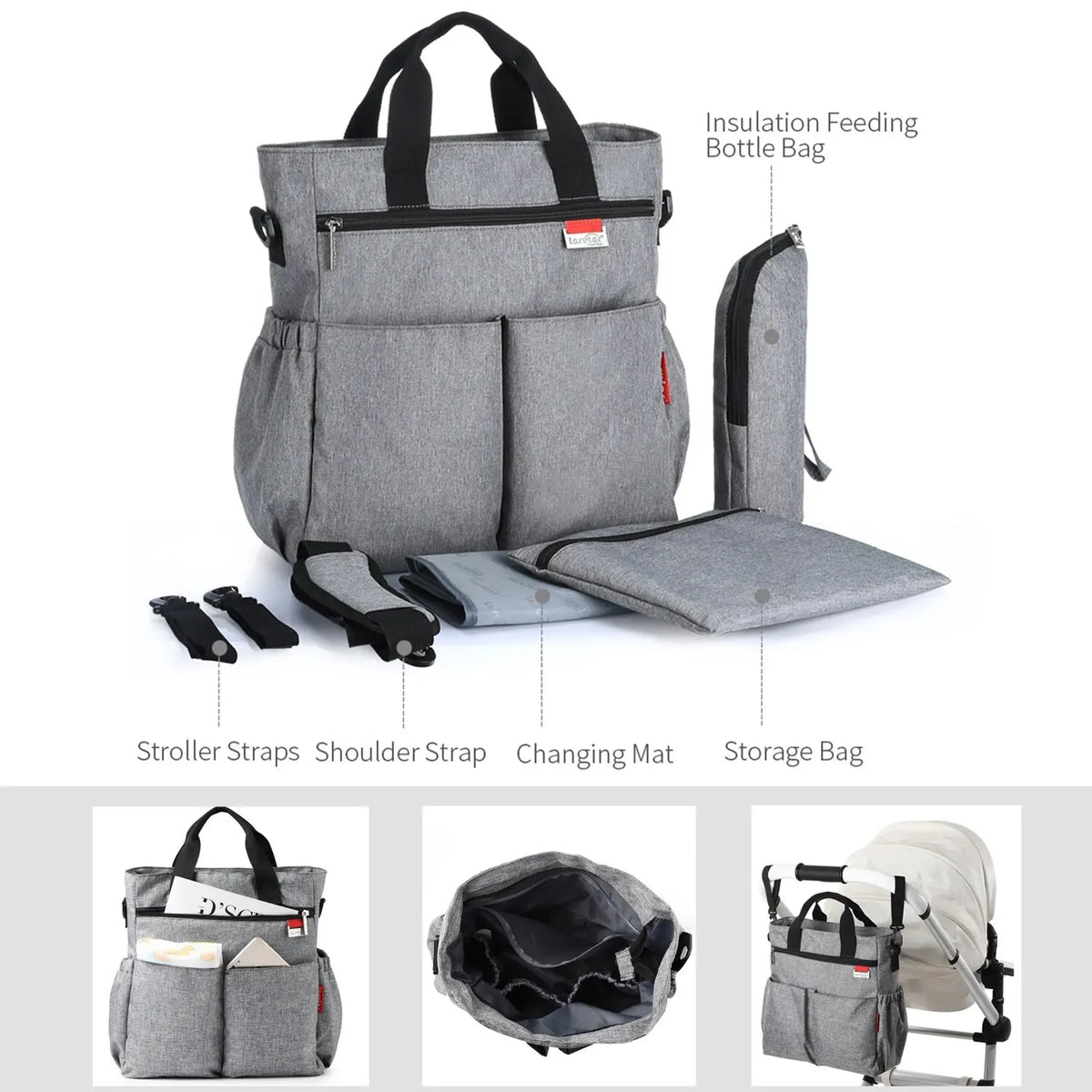 Multifunctional Waterproof Diaper Tote Bag for Parents