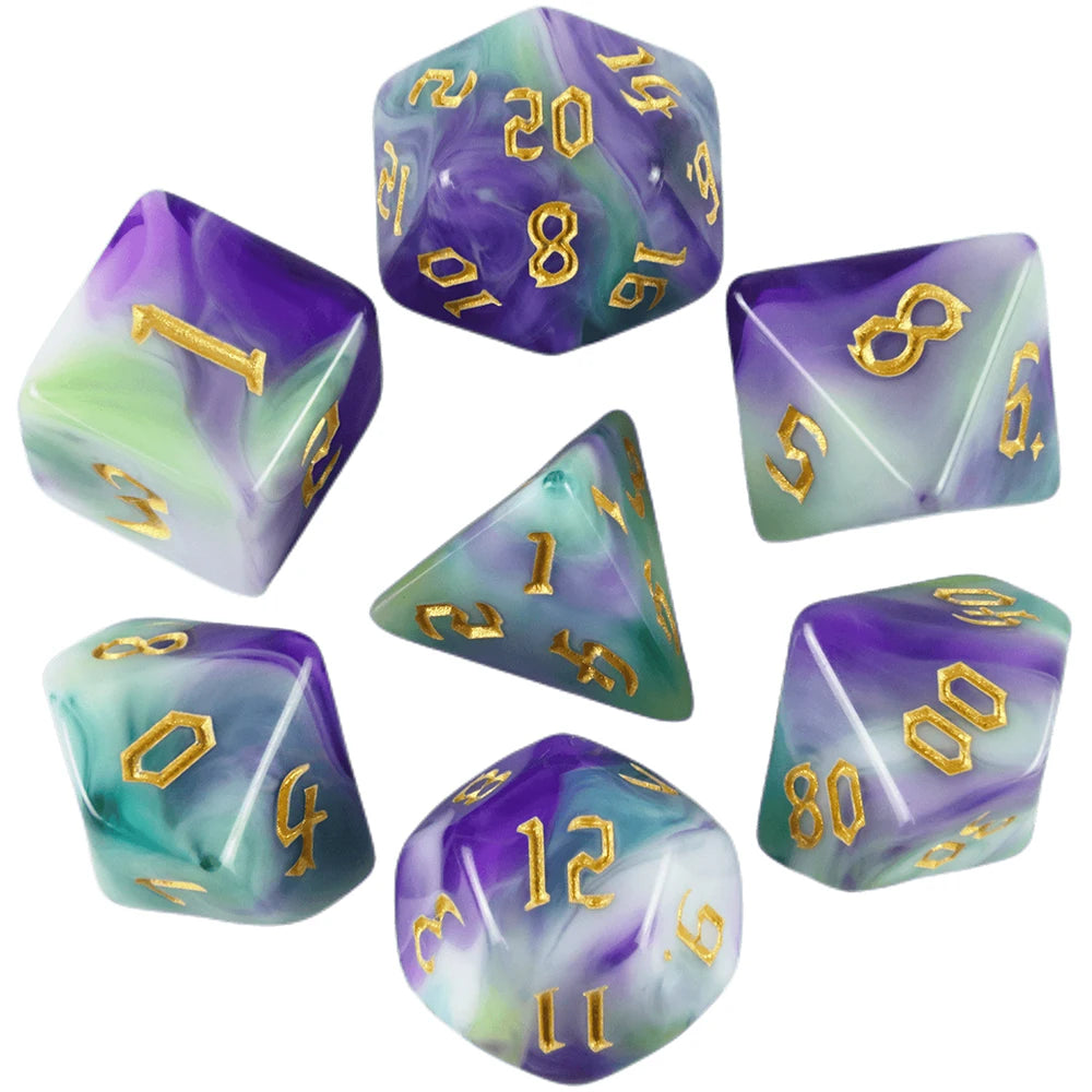 7-Piece Multicolor Polyhedral Dice Set for RPG and Tabletop Games