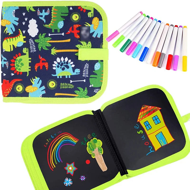 Reusable Erasable Doodle Book for Kids with 12 Watercolor Pens