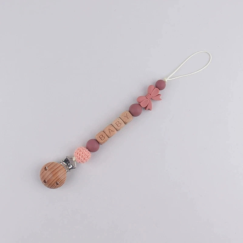Personalized Baby Pacifier Clip with Silicone Beads