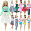 Fashion Doll Outfit Set – Wave Point Dress & Denim Grid Skirt for 11.5–12 Inch Dolls