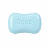 A light blue, oval-shaped squishy toy molded to resemble a bar of soap.