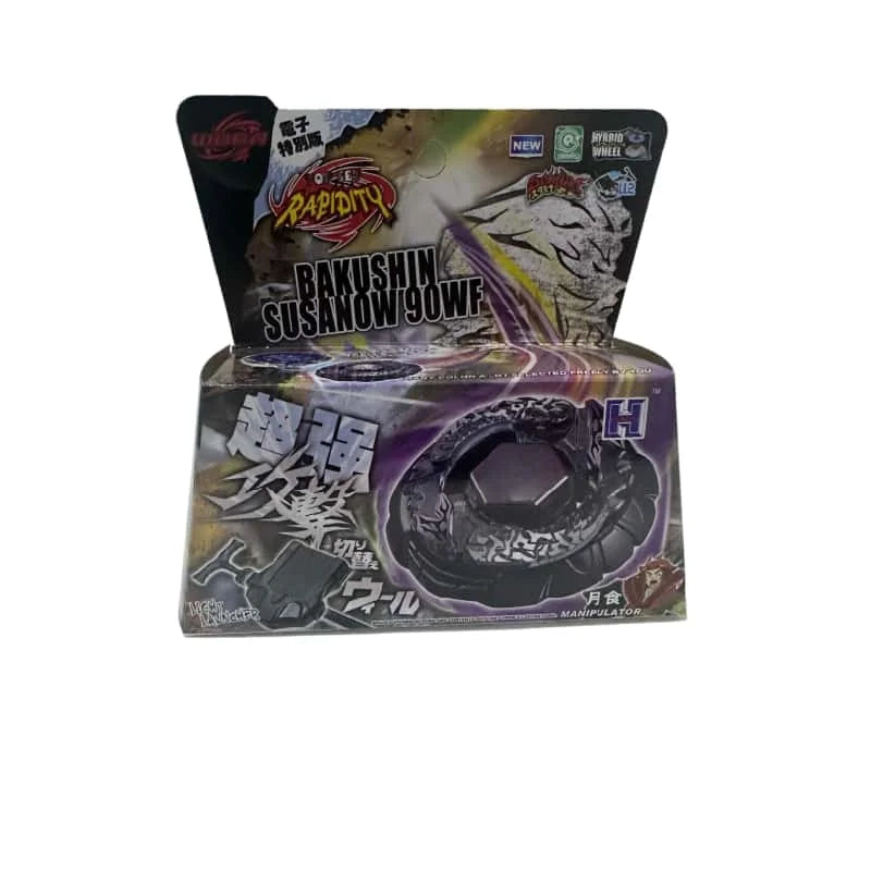 A box for a 4D Metal Fusion Battle Set containing a launcher and spinning top.