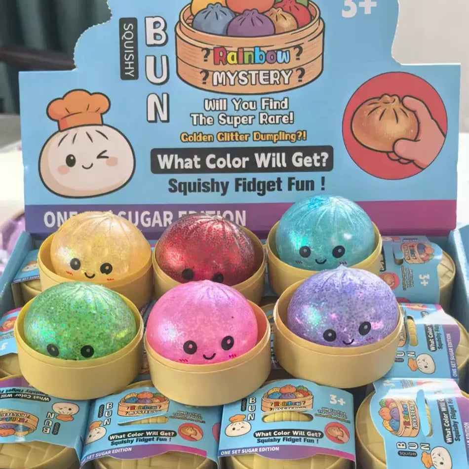 Glitter Squishy Fidget Dumpling – Sensory Stress Relief Toy