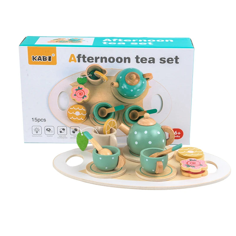 Wooden Pretend Play Tea Set for Kids
