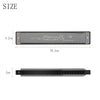 A professional 24-hole harmonica is shown with its dimensions, including a length of 18.2cm and a thickness of 2cm.