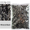 Bag of black mineral rhinestones with silver accents for crafts and DIY projects