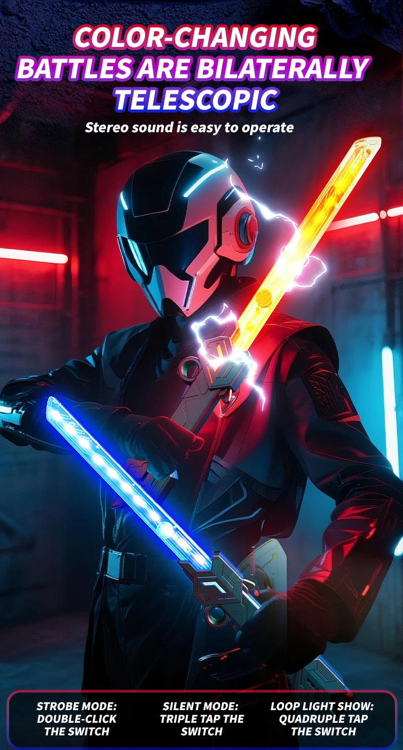 Dual-Head Telescopic Lightsaber with 7-Color LED Effects