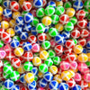A pile of colorful sticky ball targets used for a shooting game set.