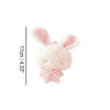 A pink plush bunny keychain with pink checkered ears and a pink bow.