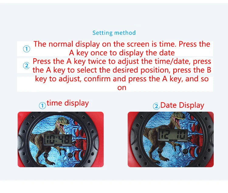 Kids 3D Dinosaur Projection Watch with Luminous Display