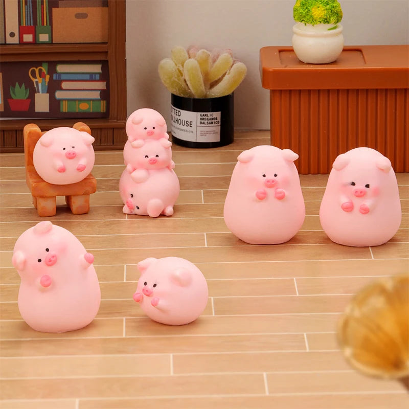 Cute Mini Piggy Resin Figurine for Desk, Shelf & Garden Decor