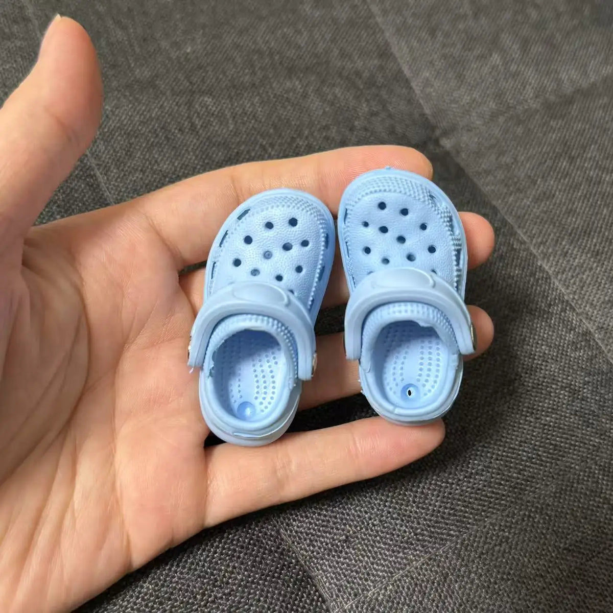 Pair of light blue fashion slippers designed for 1/6 BJD dolls