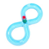 A bright blue interactive cat toy featuring a tunnel and a red teaser wand.