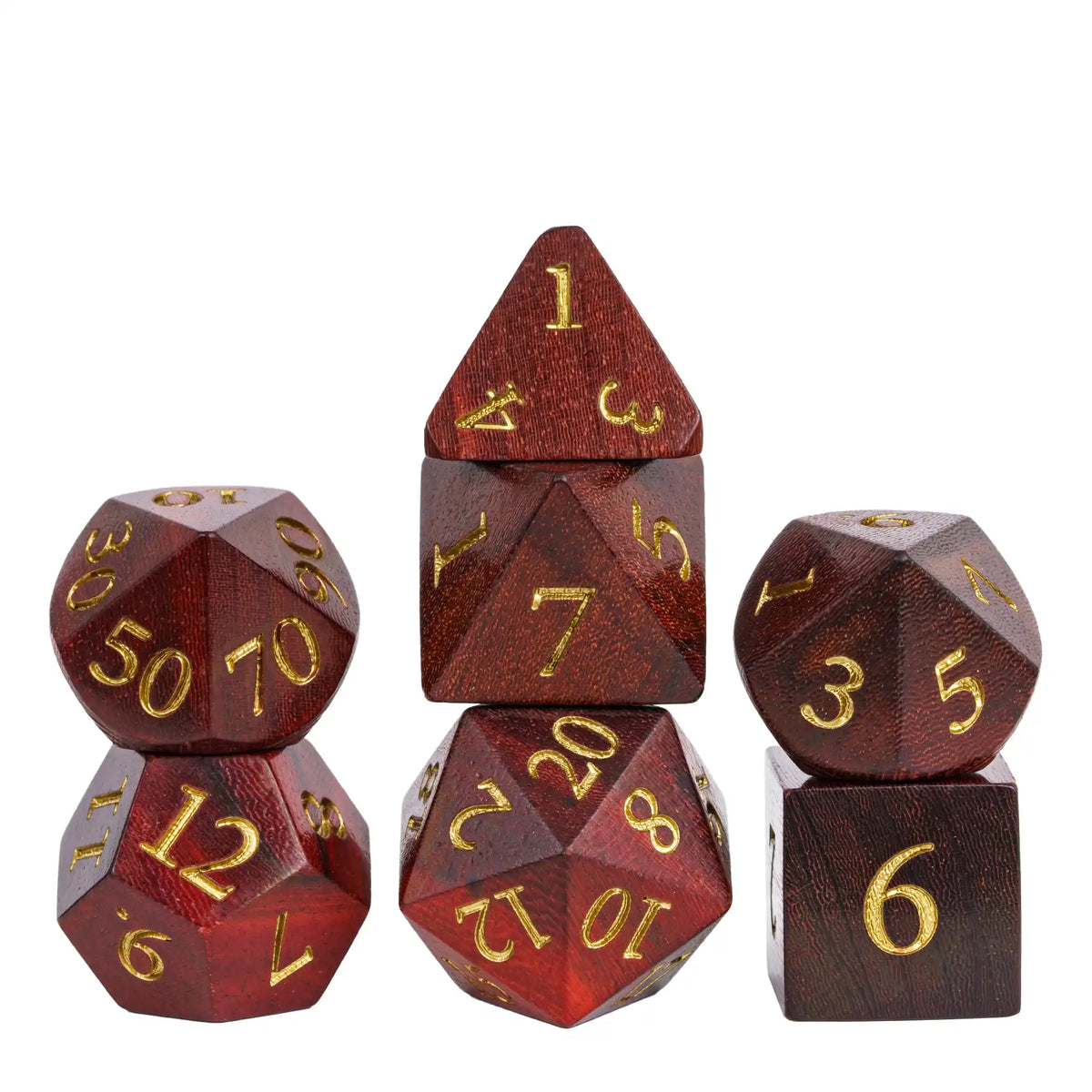 Wooden Polyhedral Dice Set for Tabletop RPGs