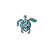 Gold-Plated Rhinestone Turtle Brooch Pin