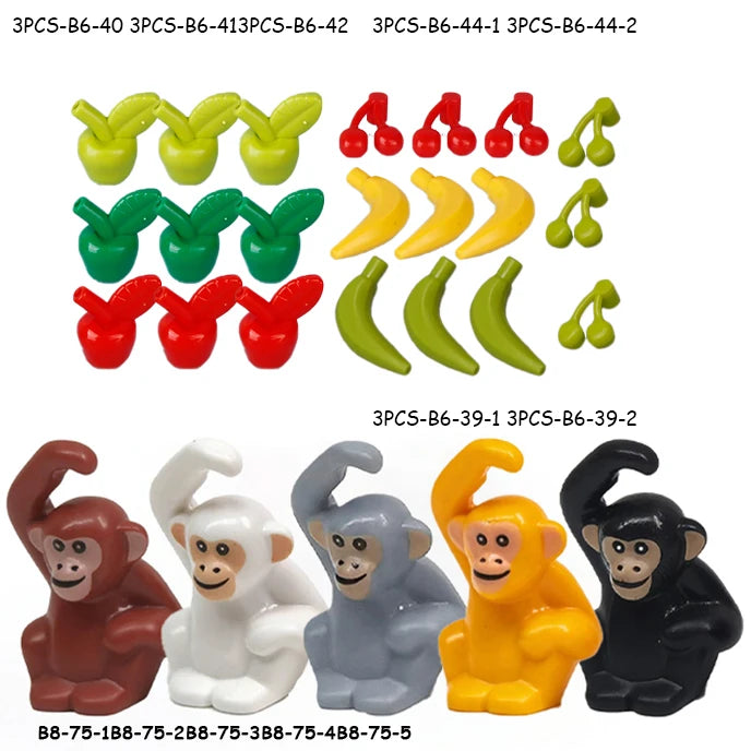 A set of marine animal building blocks featuring a shark, octopus, whale, and other sea creatures in various colors.