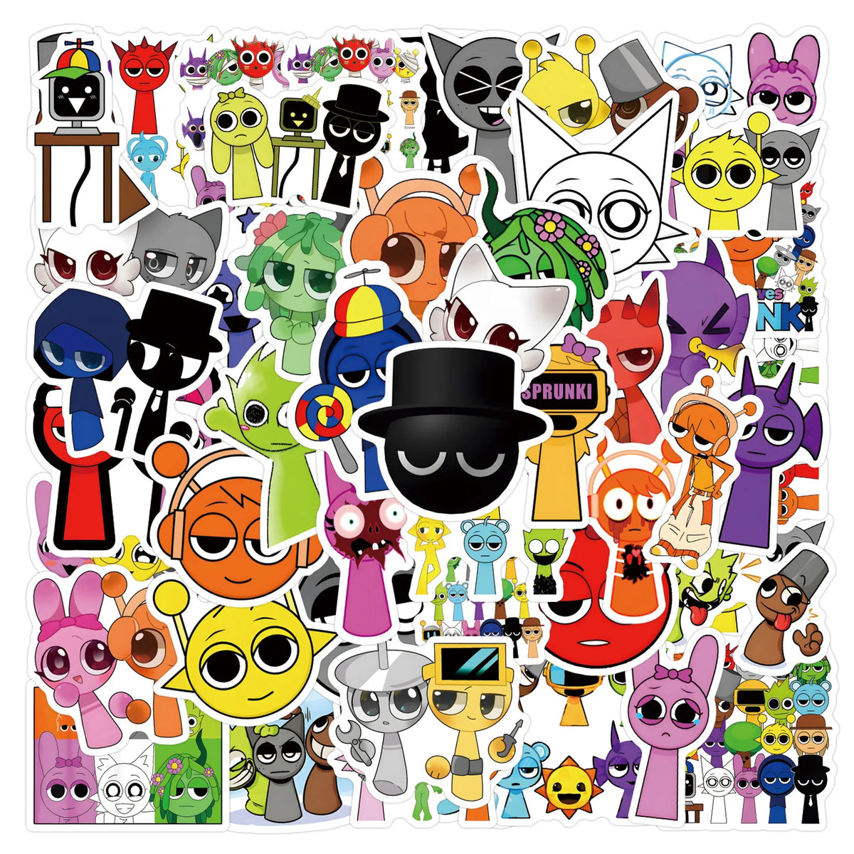 A collection of colorful decorative stickers featuring various characters and designs for accessories.
