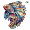 A vibrant, colorful illustration of a fish with flowing fins and scales.
