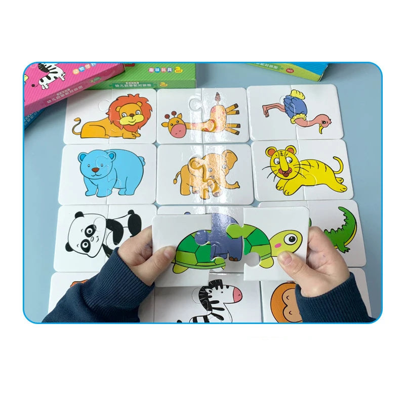 Toddler Animal & Fruit Puzzle Cards with Truck Matching Game